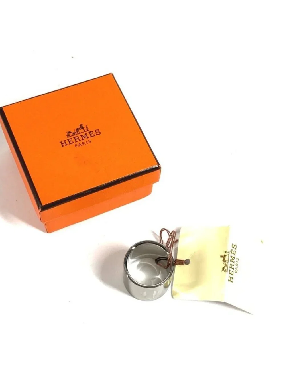 Hermes Scarf Ring Dearman Logo Metal Silver - Picture 8 of 8